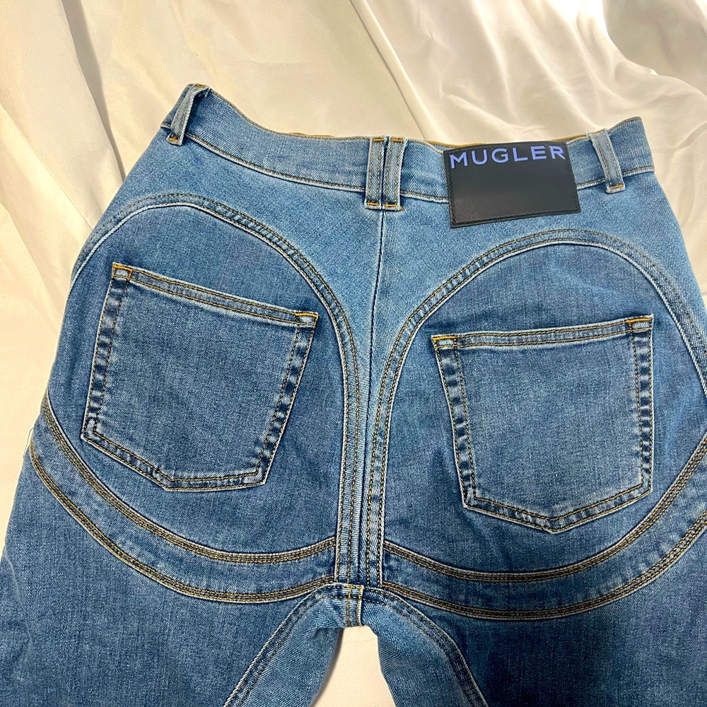 MUGLER BLUE SPIRAL JEANS